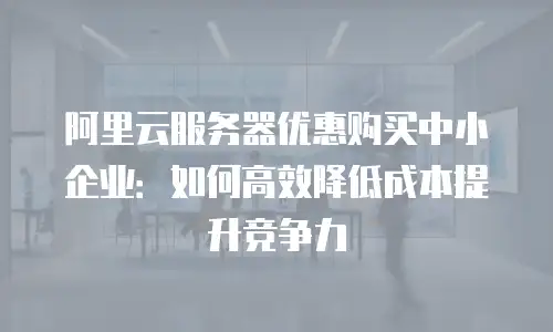 阿里云服务器优惠购买中小企业：如何高效降低成本提升竞争力