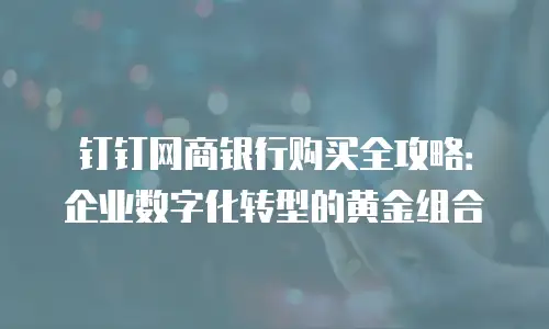 钉钉网商银行购买全攻略：企业数字化转型的黄金组合