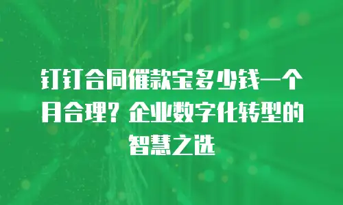 钉钉合同催款宝多少钱一个月合理？企业数字化转型的智慧之选