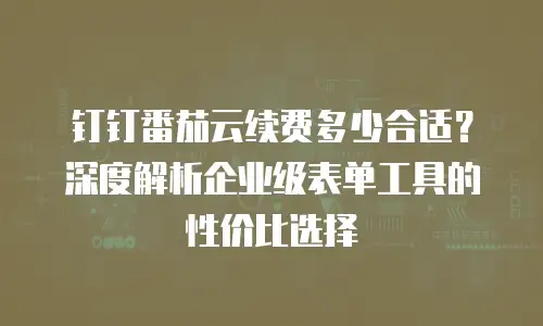 钉钉番茄云续费多少合适？深度解析企业级表单工具的性价比选择
