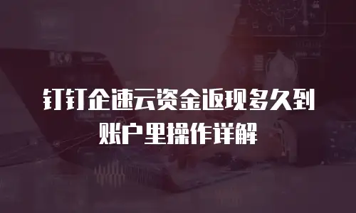 钉钉企速云资金返现多久到账户里操作详解