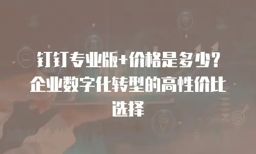 钉钉专业版+价格是多少？企业数字化转型的高性价比选择