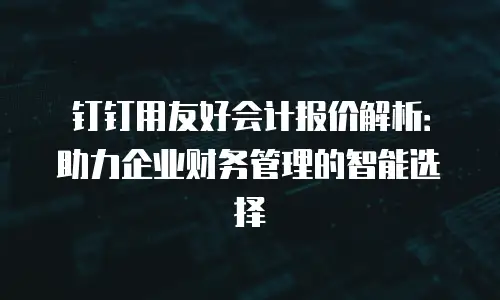 钉钉用友好会计报价解析：助力企业财务管理的智能选择