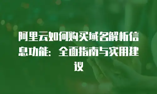 阿里云如何购买域名解析信息功能：全面指南与实用建议