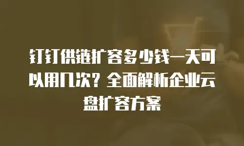 钉钉供链扩容多少钱一天可以用几次？全面解析企业云盘扩容方案