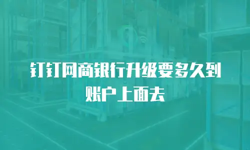 钉钉网商银行升级要多久到账户上面去