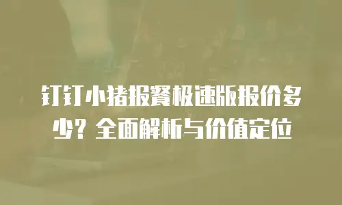 钉钉小猪报餐极速版报价多少？全面解析与价值定位
