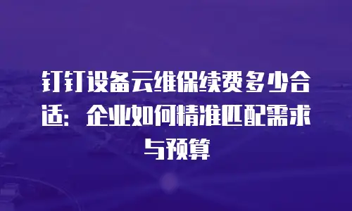 钉钉设备云维保续费多少合适：企业如何精准匹配需求与预算