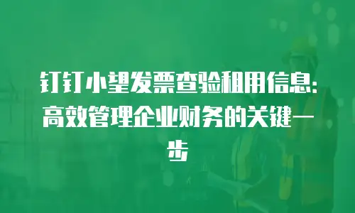 钉钉小望发票查验租用信息：高效管理企业财务的关键一步