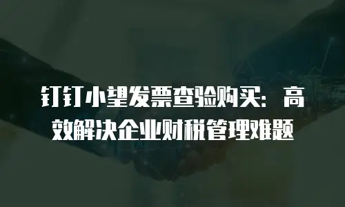 钉钉小望发票查验购买：高效解决企业财税管理难题