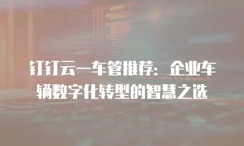 钉钉云一车管推荐：企业车辆数字化转型的智慧之选