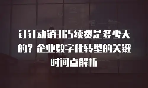 钉钉动销365续费是多少天的？企业数字化转型的关键时间点解析