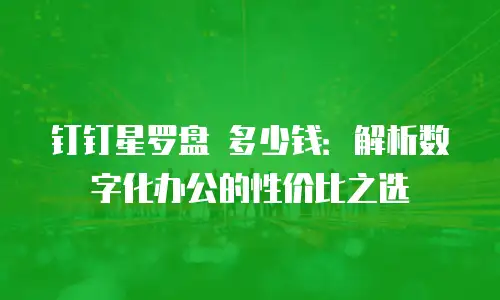 钉钉星罗盘 多少钱：解析数字化办公的性价比之选