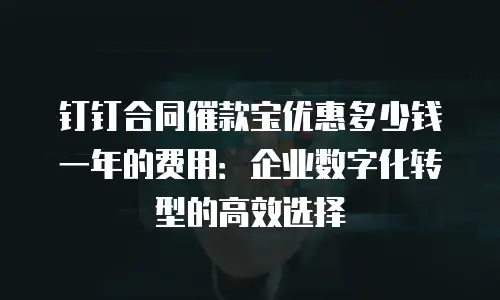 钉钉合同催款宝优惠多少钱一年的费用：企业数字化转型的高效选择