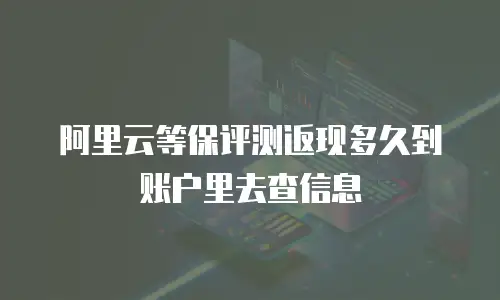 阿里云等保评测返现多久到账户里去查信息