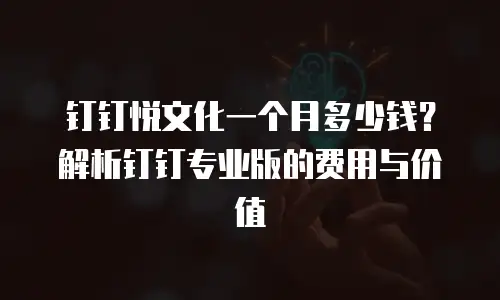 钉钉悦文化一个月多少钱？解析钉钉专业版的费用与价值