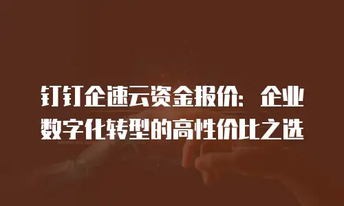 钉钉企速云资金报价：企业数字化转型的高性价比之选