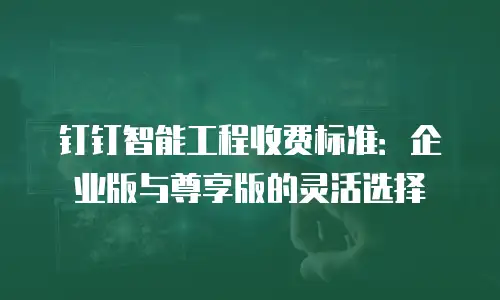 钉钉智能工程收费标准：企业版与尊享版的灵活选择