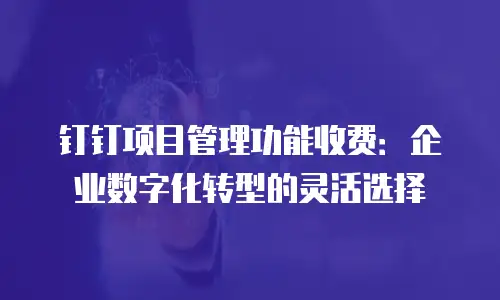 钉钉项目管理功能收费：企业数字化转型的灵活选择