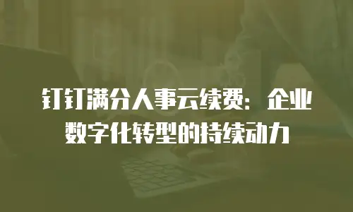 钉钉满分人事云续费：企业数字化转型的持续动力