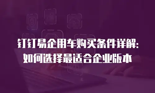 钉钉易企用车购买条件详解：如何选择最适合企业版本
