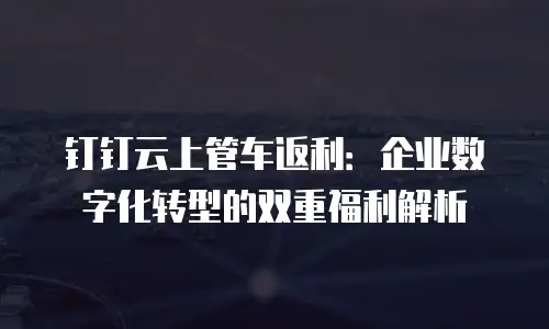 钉钉云上管车返利：企业数字化转型的双重福利解析