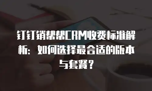 钉钉销帮帮CRM收费标准解析：如何选择最合适的版本与套餐？