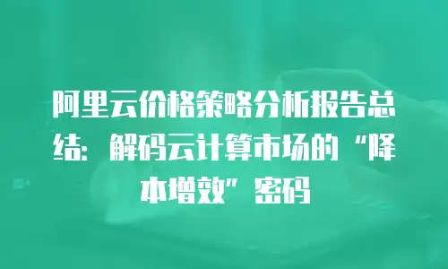 阿里云价格策略分析报告总结：解码云计算市场的&ldquo;降本增效&rdquo;密码