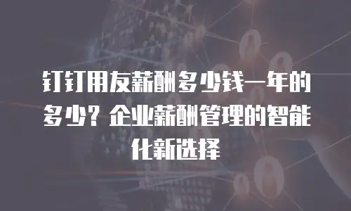 钉钉用友薪酬多少钱一年的多少？企业薪酬管理的智能化新选择