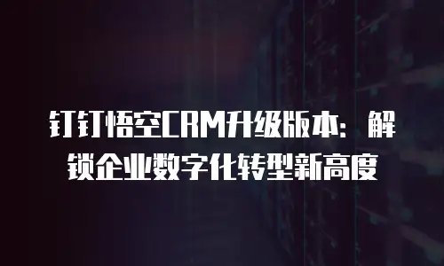 钉钉悟空CRM升级版本：解锁企业数字化转型新高度