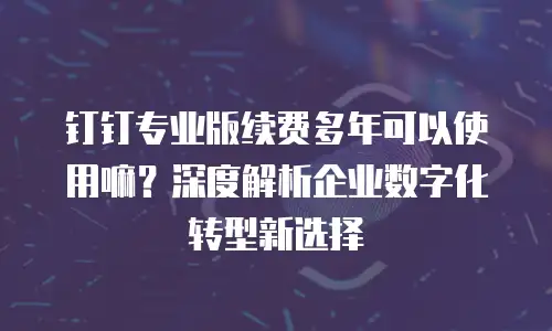 钉钉专业版续费多年可以使用嘛？深度解析企业数字化转型新选择