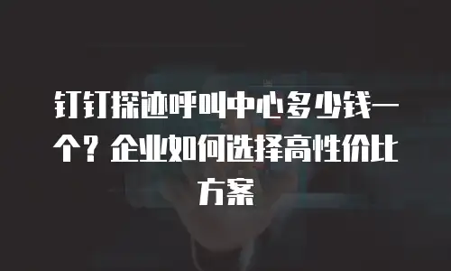 钉钉探迹呼叫中心多少钱一个？企业如何选择高性价比方案