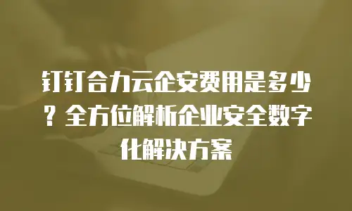 钉钉合力云企安费用是多少？全方位解析企业安全数字化解决方案