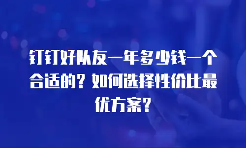 钉钉好队友一年多少钱一个合适的？如何选择性价比最优方案？