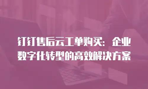 钉钉售后云工单购买：企业数字化转型的高效解决方案
