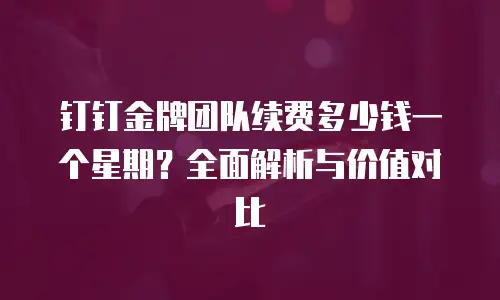 钉钉金牌团队续费多少钱一个星期？全面解析与价值对比