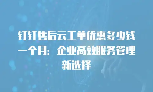 钉钉售后云工单优惠多少钱一个月：企业高效服务管理新选择