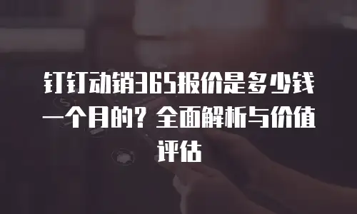 钉钉动销365报价是多少钱一个月的？全面解析与价值评估