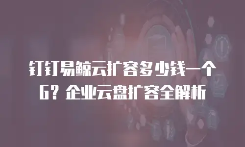 钉钉易鲸云扩容多少钱一个G？企业云盘扩容全解析