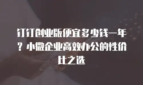 钉钉创业版便宜多少钱一年？小微企业高效办公的性价比之选