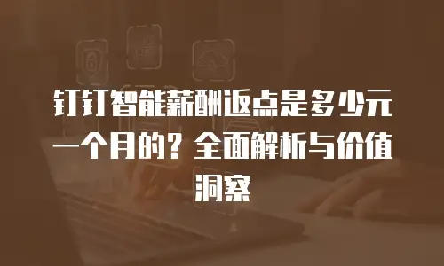 钉钉智能薪酬返点是多少元一个月的？全面解析与价值洞察