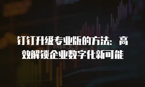 钉钉升级专业版的方法：高效解锁企业数字化新可能