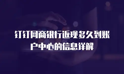 钉钉网商银行返现多久到账户中心的信息详解