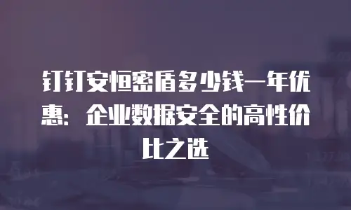 钉钉安恒密盾多少钱一年优惠：企业数据安全的高性价比之选