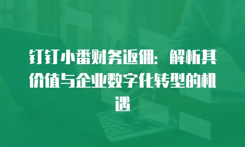 钉钉小番财务返佣：解析其价值与企业数字化转型的机遇