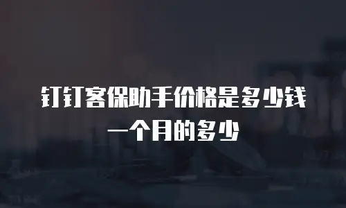 钉钉客保助手价格是多少钱一个月的多少