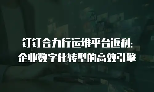 钉钉合力行运维平台返利：企业数字化转型的高效引擎