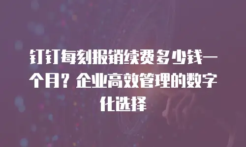 钉钉每刻报销续费多少钱一个月？企业高效管理的数字化选择