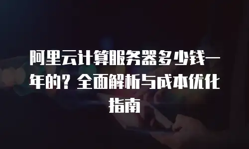 阿里云计算服务器多少钱一年的？全面解析与成本优化指南