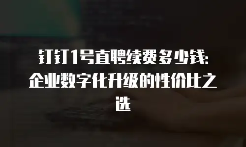 钉钉1号直聘续费多少钱：企业数字化升级的性价比之选